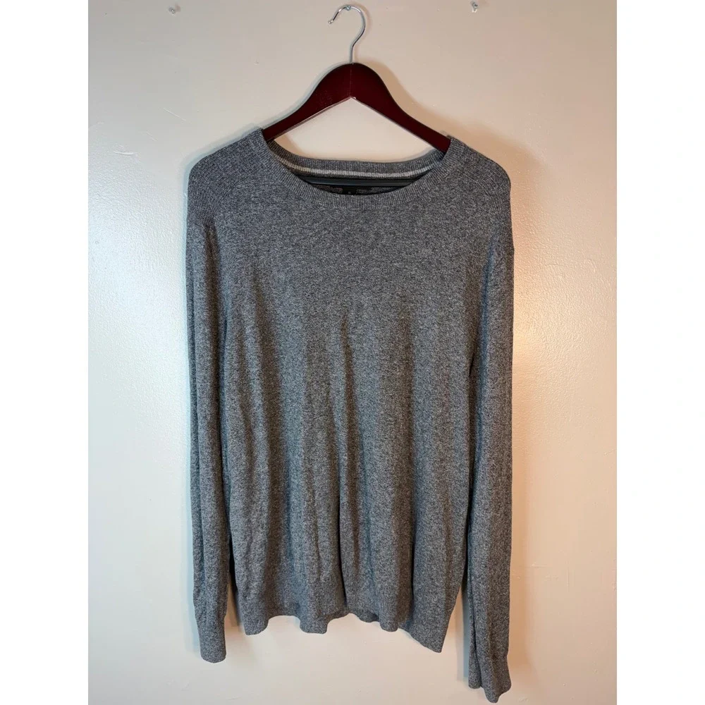 Banana Republic Mens XL Gray Silk Linen Blend Crew Neck Sweater Lightweight Knit